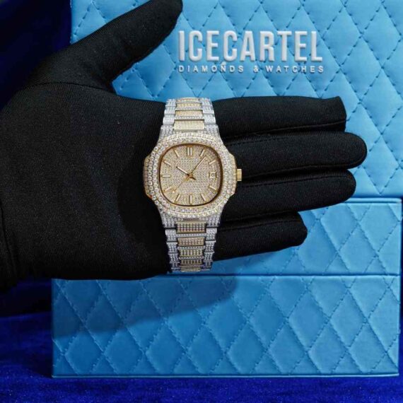 Circle-Face-Moissanite-Watch-14K-YellowGold-3 Circle Face Moissanite Watch 14K Yellow Gold