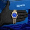 Moissanite Presidential Watch | Blue Face | 41MM | 13.3CT Iced Out | 14K Yellow Gold