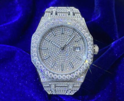 Bust Down Moissanite Watch | 44MM | 14K White Gold