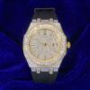 Moissanite Iced Out Silicone Band Watch | 13.5CT | 14K Yellow Gold