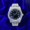Moissanite Presidential Watch | Black Face | 41MM | 13.3CT Iced Out | 14K White Gold