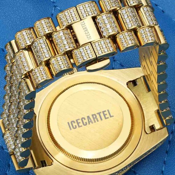 Moissanite Presidential Watch | Green Face | 41MM | 13.3CT Iced Out | 14K Yellow Gold