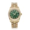 Moissanite Presidential Watch | Green Face | 41MM | 13.3CT Iced Out | 14K Yellow Gold