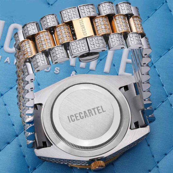 Moissanite Presidential Watch | 41MM | Roman Numeral Dial | 18.3CT Iced Out | 14K Rose Gold