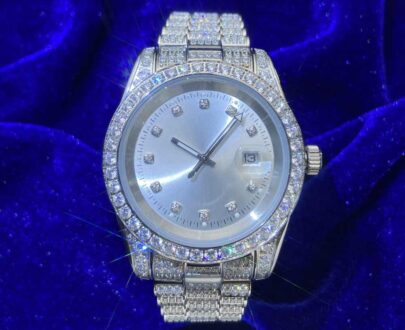 Moissanite Presidential Watch | White Face | 41MM | 13.3CT Iced Out | 14K White Gold