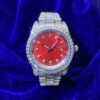 moissanite-red-face-presidential-watch-white-gold Moissanite Presidential Watch | Red Face | 41MM | 13.3CT Iced Out | 14K White Gold