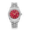 moissanite-red-face-presidential-watch-white-gold-background Moissanite Presidential Watch | Red Face | 41MM | 13.3CT Iced Out | 14K White Gold