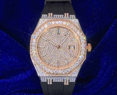 Moissanite Iced Out Silicone Band Watch | 13.5CT | 14K Rose Gold