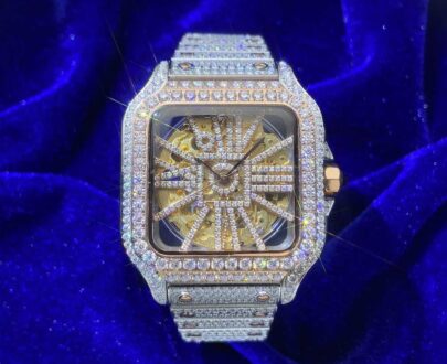 moissanite-skeleton-watch Moissanite Skeleton Watch | 42MM | 14K Rose Gold | 14.1CT Bust Down