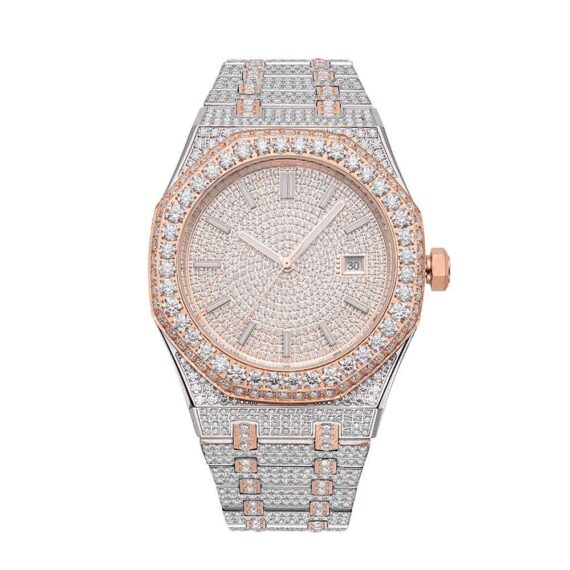 rose-gold-iced-out-moissanite-watch Moissanite Watch