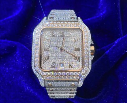 Men's VVS Moissanite Watch | 42MM | 16CT Bust Down | 14K Rose Gold