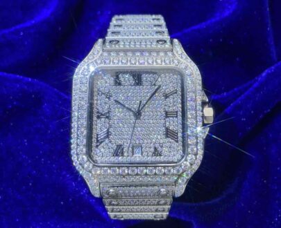 Men's VVS Moissanite Watch | 42MM | 16CT Bust Down | 14K White Gold
